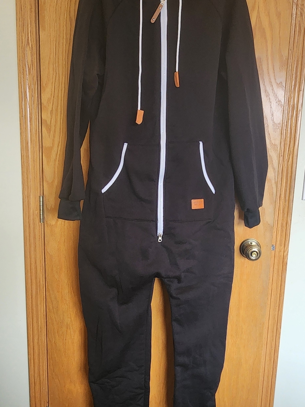 Sporto Black Hooded Zip Jumpsuit with White Trim